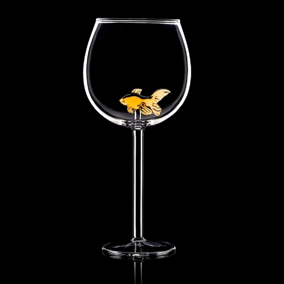 image 1 of Bar Bespoke Goldfish In A Wine Glass 500ml Clear