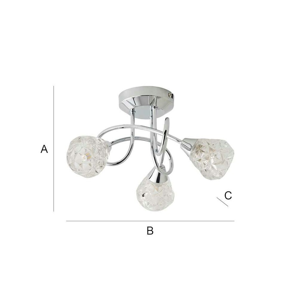 image 1 of ValueLights Astley 3 Way Chrome Cross Over Ceiling Light | Chrome