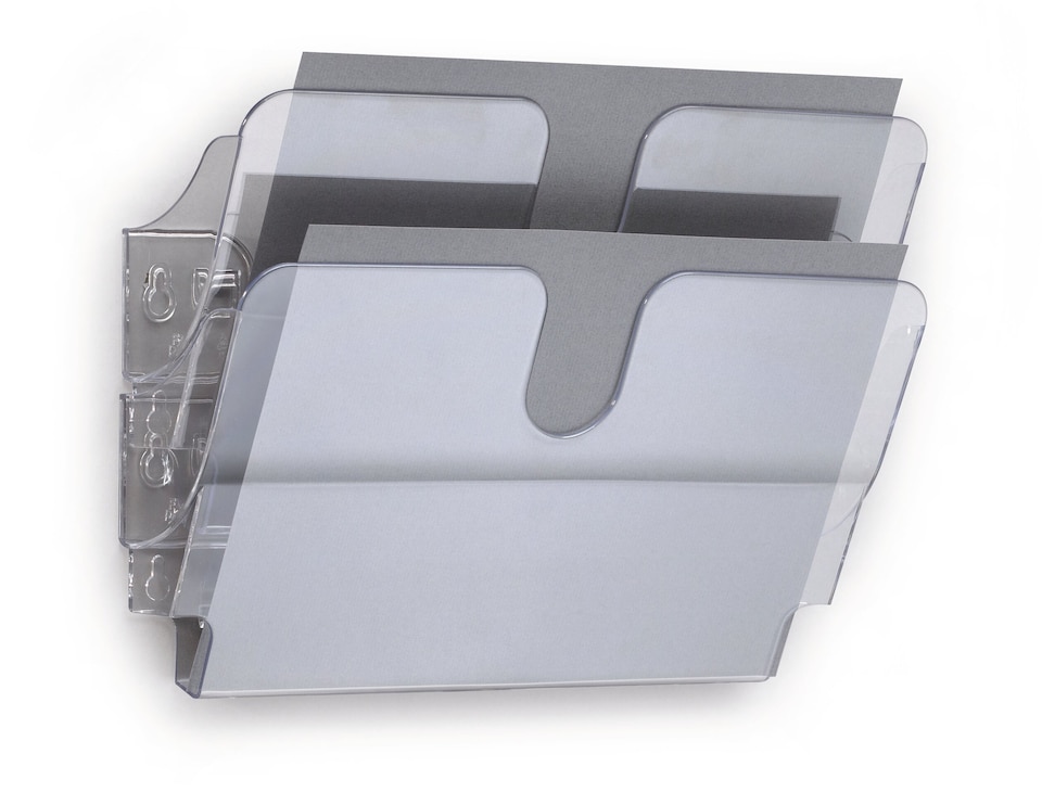 image 1 of Durable FLEXIPLUS 2 Wall Mounted Literature Tray | A4 Landscape Holder | Clear | Clear