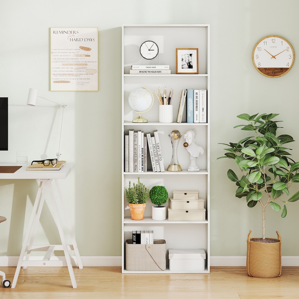 COSTWAY 5-Tier Bookshelf Open Bookcase Freestanding Display Shelf ...