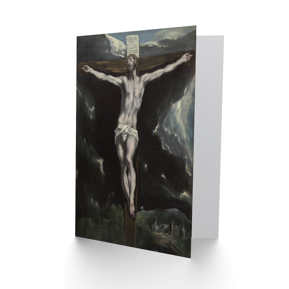 image 1 of El Greco Art Card Christ on the Cross Cropped Oil Painting