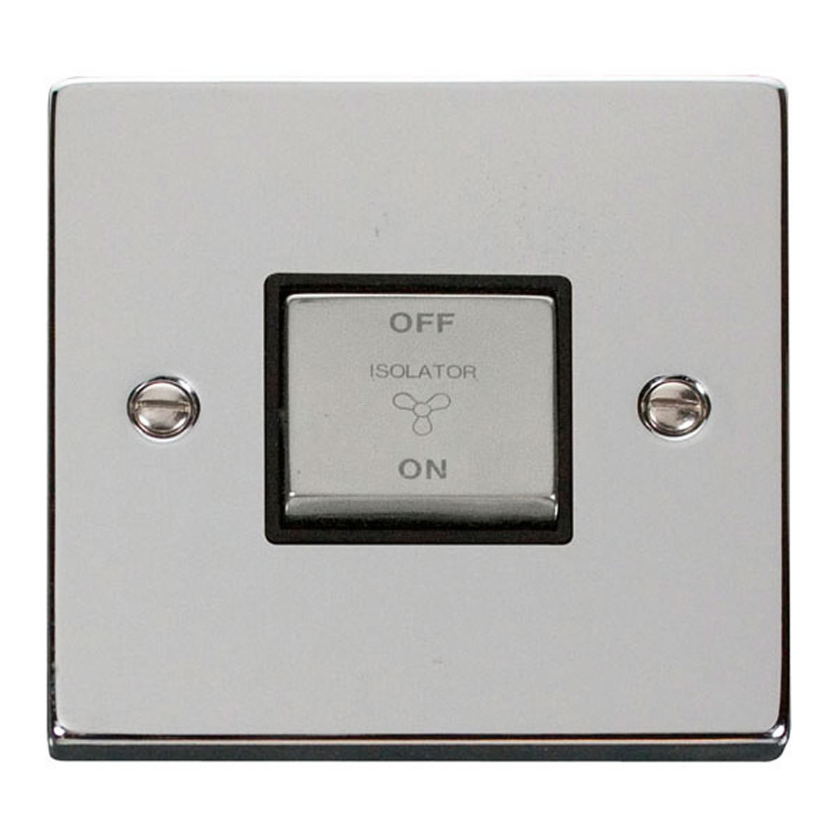 SE HOME Polished Chrome 10A 1 Gang Ingot 3 Pole Fan Isolation Switch Chrome Polished Chrome
