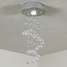 HOMCOM Metal Crystal Ceiling Light Chandelier Elegant Pendant Lamp Living Room Stairway Stairway Spiral Rain Drop Pendant Lamp Silver