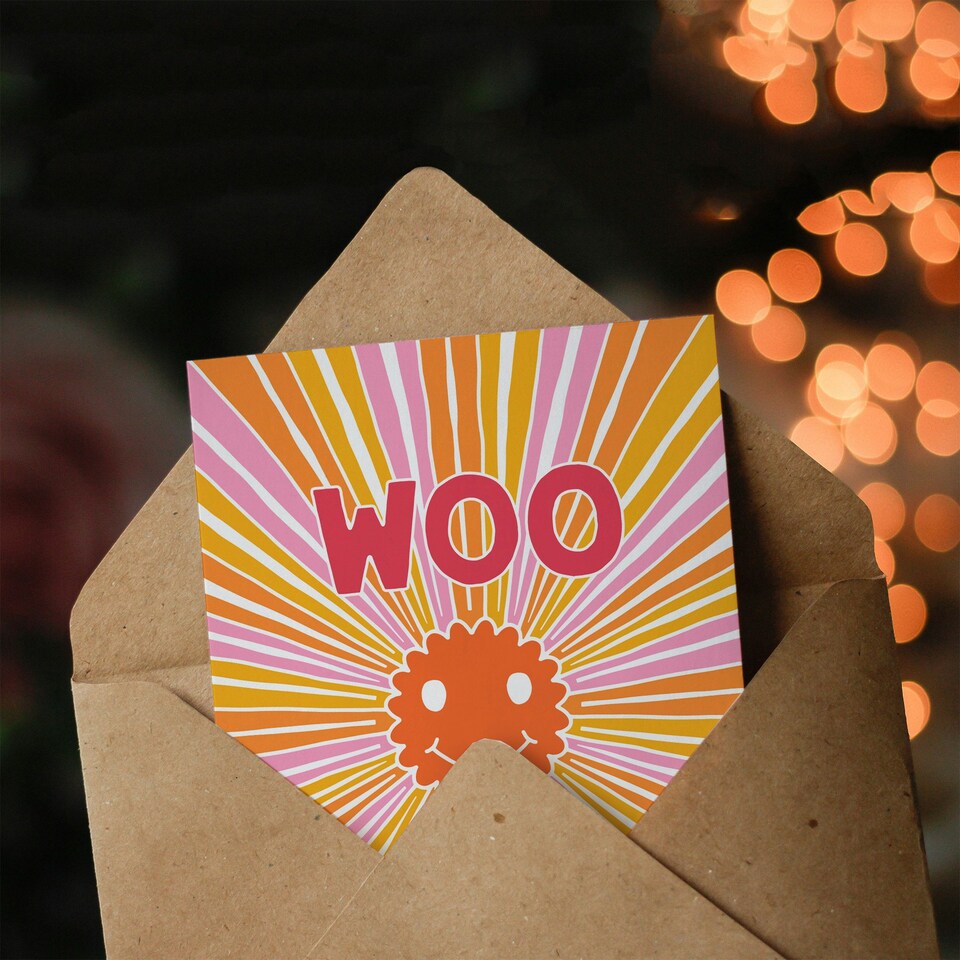 image 1 of Congratulations Card Groovy Smiley Face Trippy Congrats Sun Rays