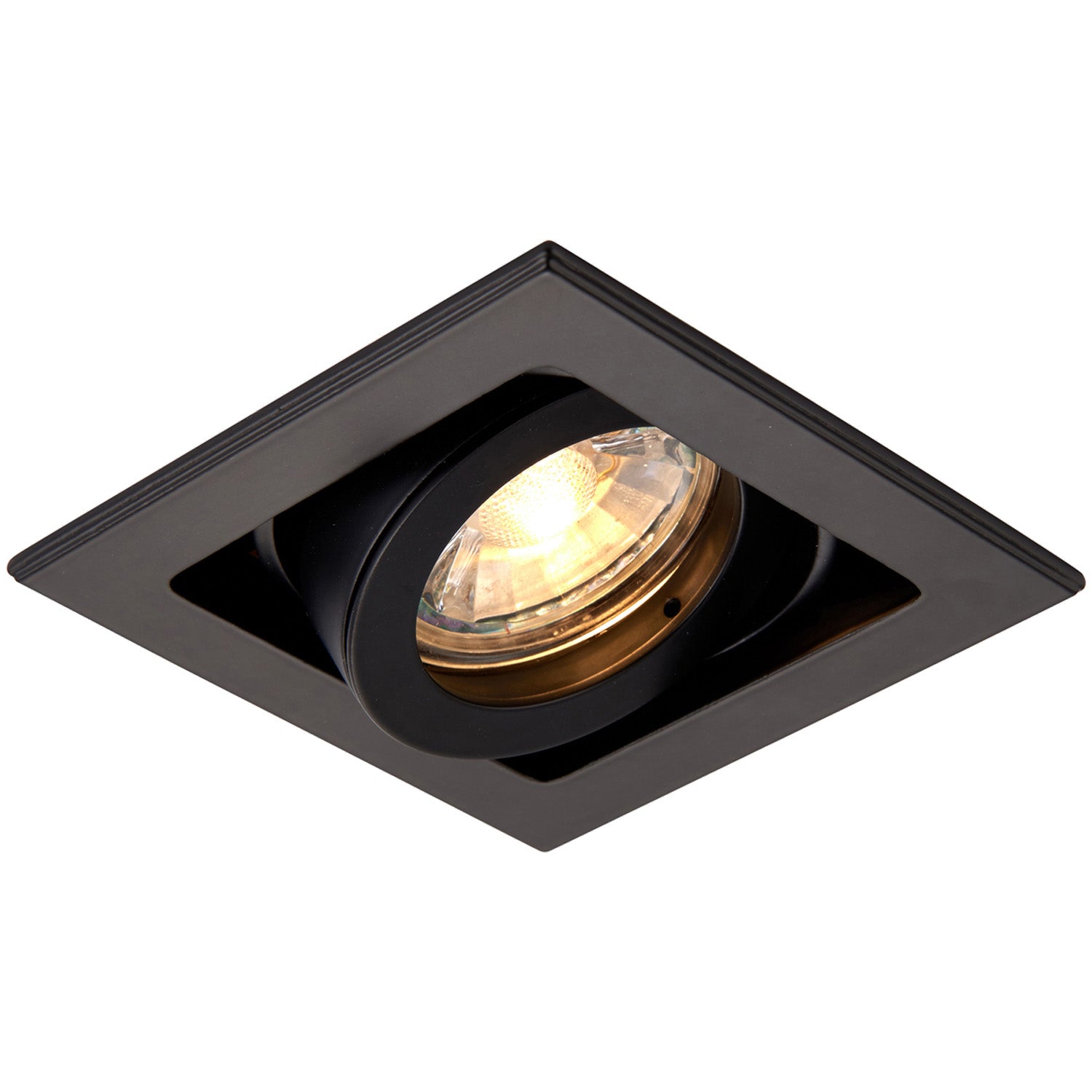Loops Single Adjustable Recessed Boxed Downlight - 50W GU10 Reflector - Matt Black