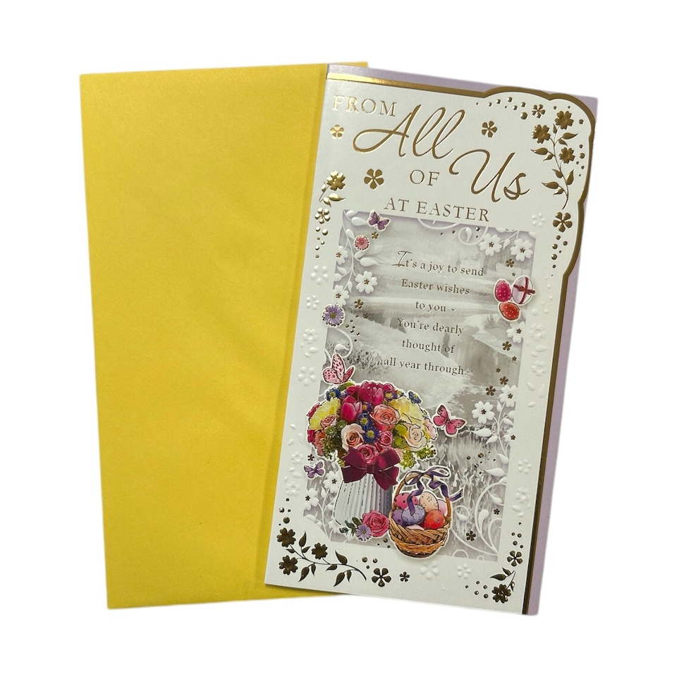 image 1 of From All Of Us Flower Vase and Eggs Design Easter Card