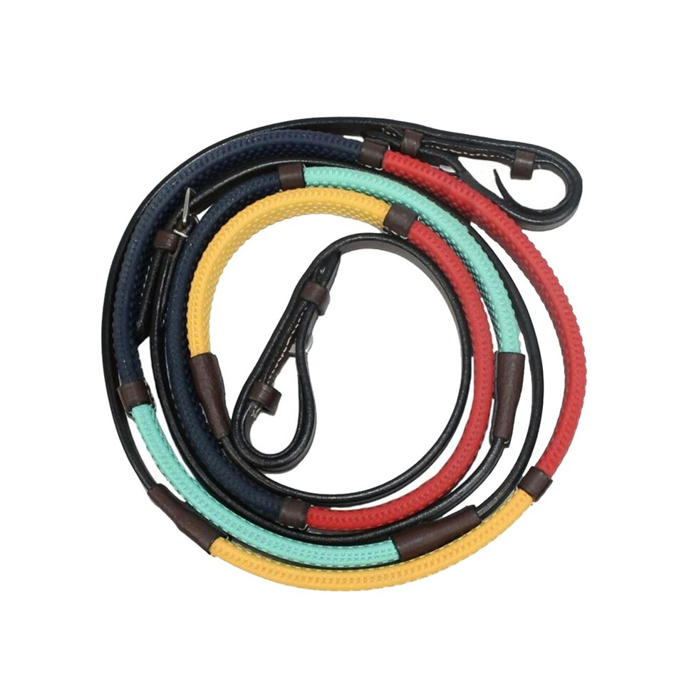 image 1 of Kincade Rainbow Reins With Hook Studs - Black/Multi - 48 inches