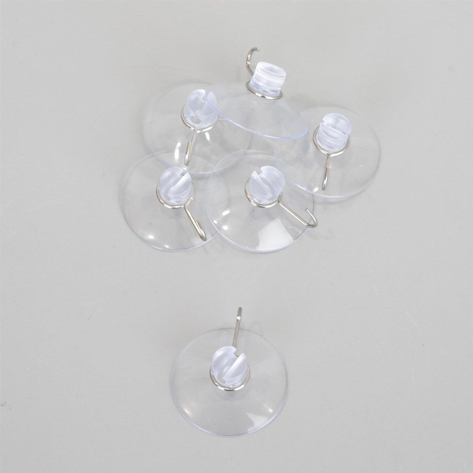image 1 of 43mm Suction Hooks 6 Pack  Heavy-Duty Transparent Suction Cup Hooks for Bathroom, Kitchen & Windows & Decor