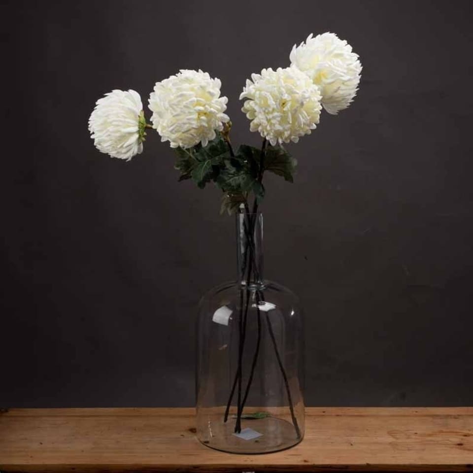 image 1 of Large Chrysanthemum Artificial Flower - Fabric/Plastic - L15 x W15 x H87 cm - White