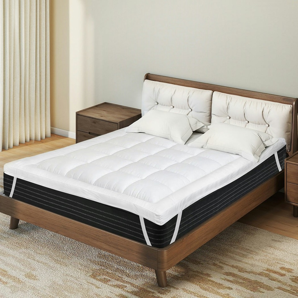 image 1 of Lavio 1000GSM Microfibre Mattress Topper King 10CM Washable with Elastic Strap