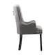 image 3 of Set of 2 Velvet Dining Chairs with Armrest, Ergonomic Scoop Knockerback & Button Tufted Wood Legs | Grey | Dark Grey