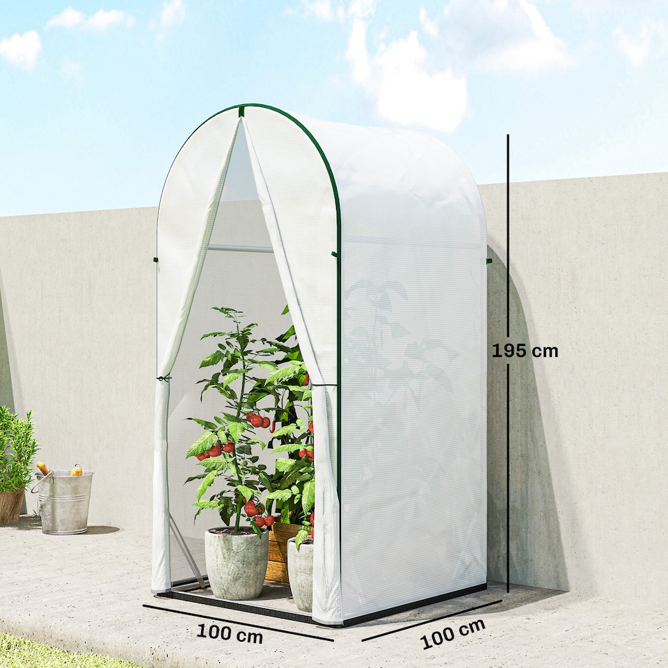 image 1 of Outsunny Mini Greenhouse, Small Greenhouse with PE Base, Portable, White