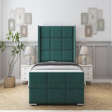 Sloomy Beaumont Emerald Plush Bed Frame With 50"  Upholstered Wingback Headboard 4' Small Double