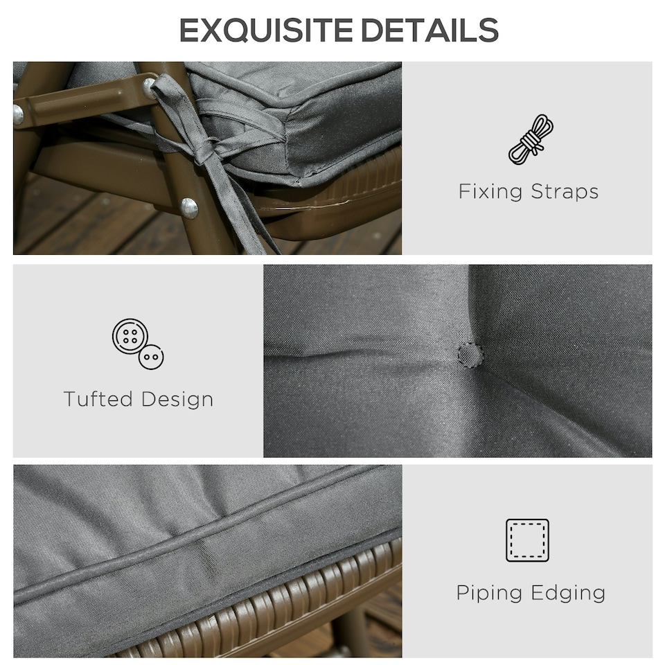image 1 of Outsunny 42 x 42cm Replacement Garden Seat Cushion Pad with Ties
