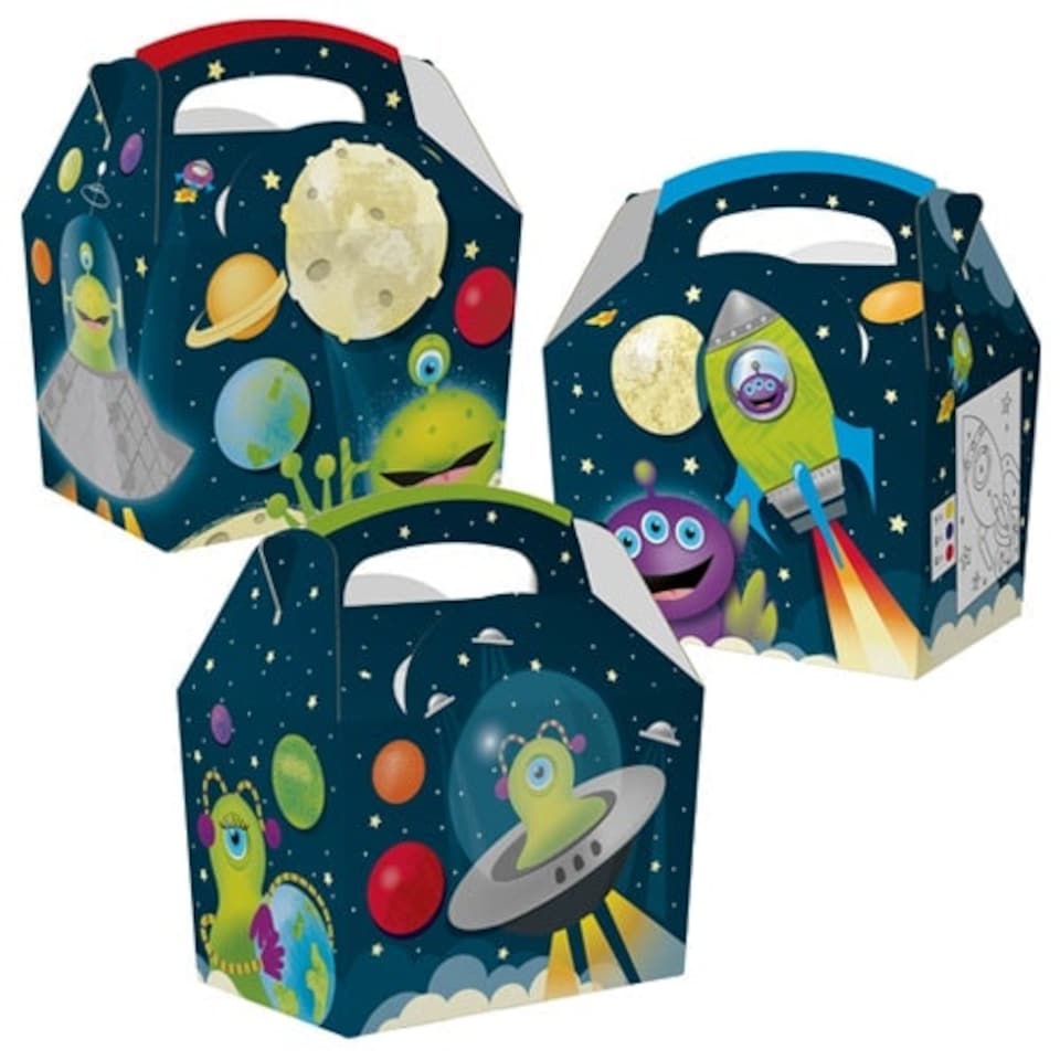Assorted Space Aliens Compostable Paper Party Box