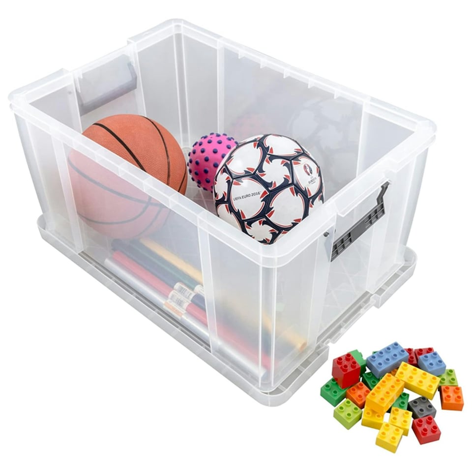 image 1 of 2 x 24 Litre Storage Box For Home Or Office With Strong Snap Closure Lid & Reinforced Base Clear