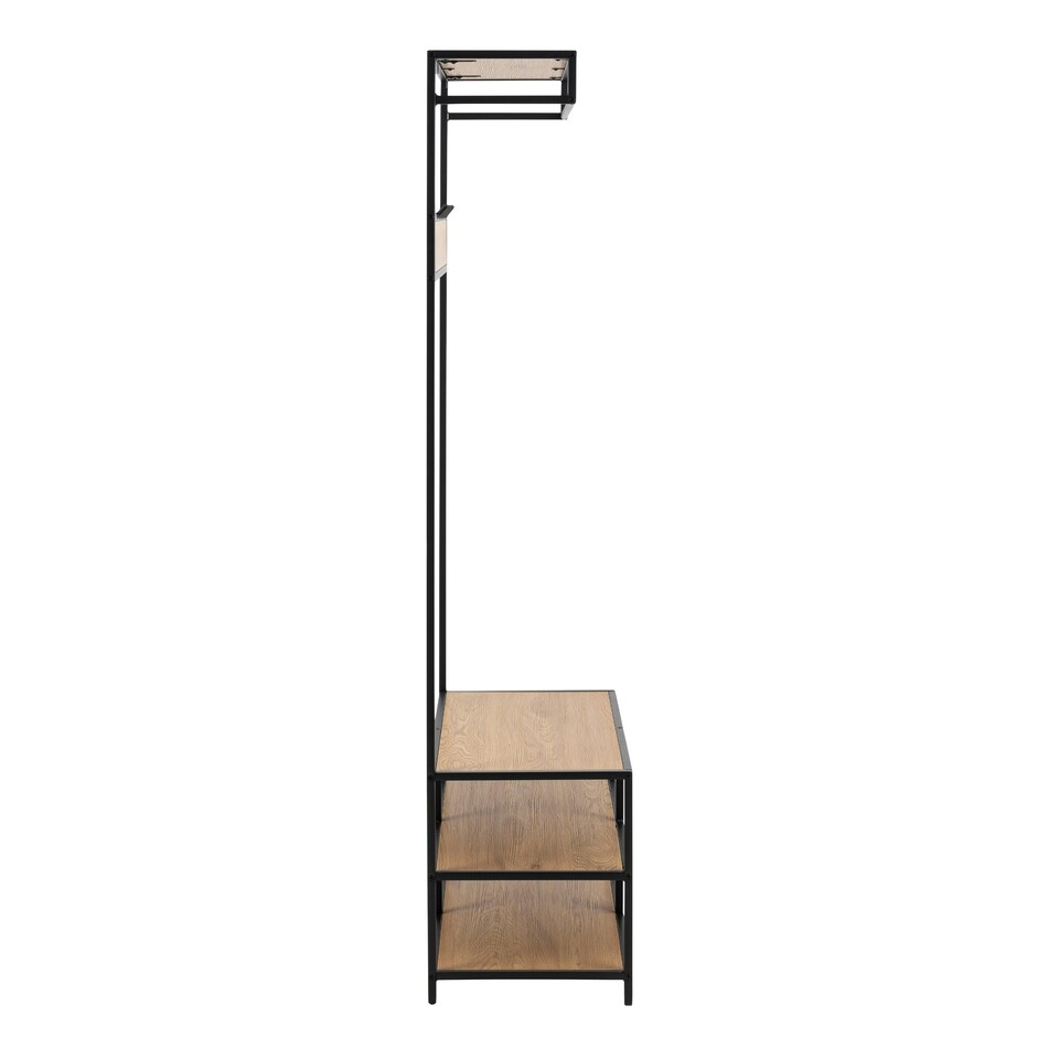 image 1 of Seaford Clothes Rack with 3 Shelves in Black and Oak