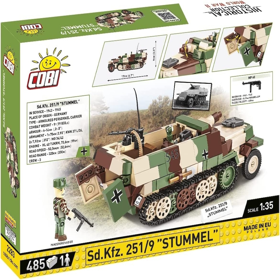 image 1 of Cobi - World War II - SD. KFZ 251/9 "Stummel" (485 Pieces)