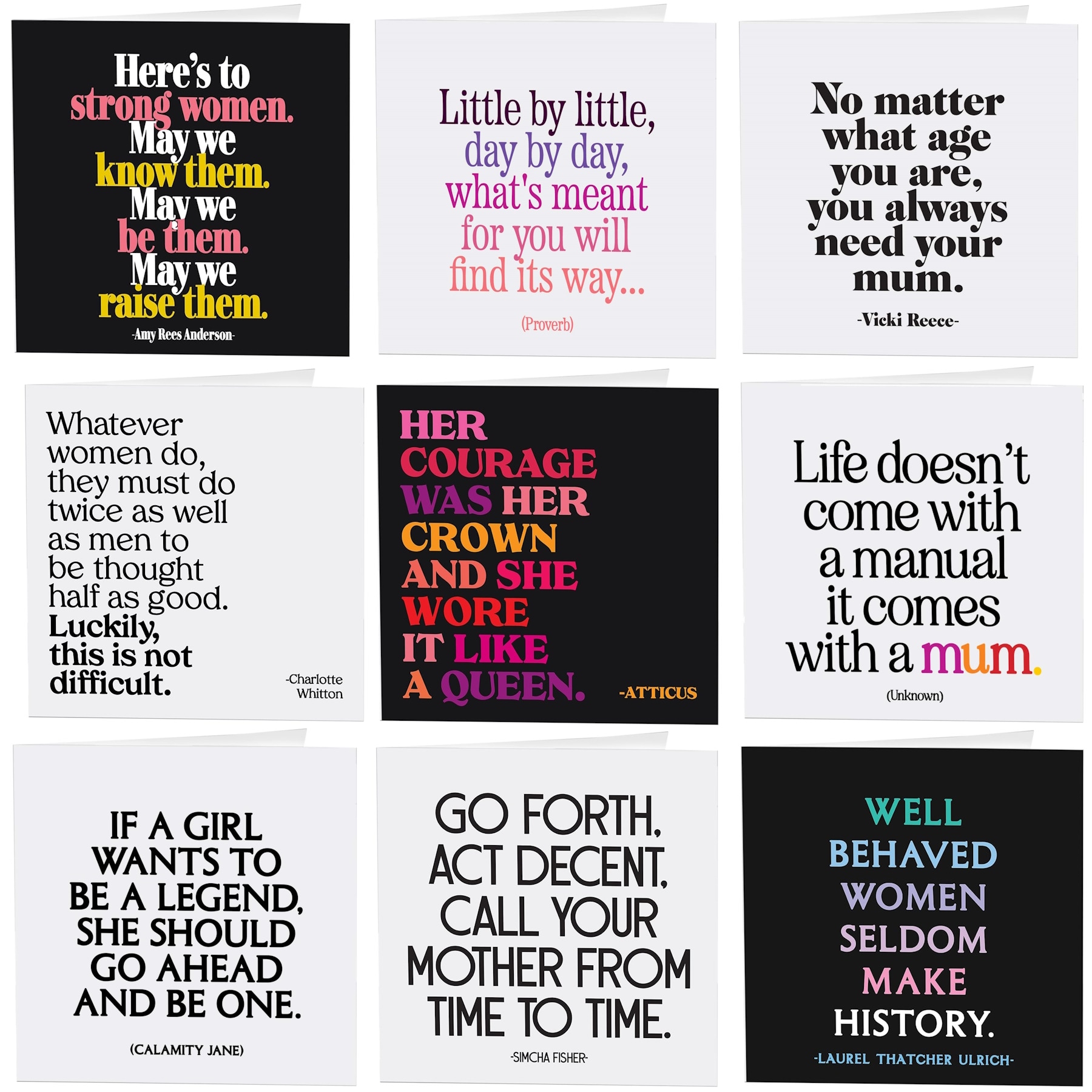 Quotable Inspirational Female Quotes Greetings Cards 9 Multipack Assorted | Size: 9 Pack