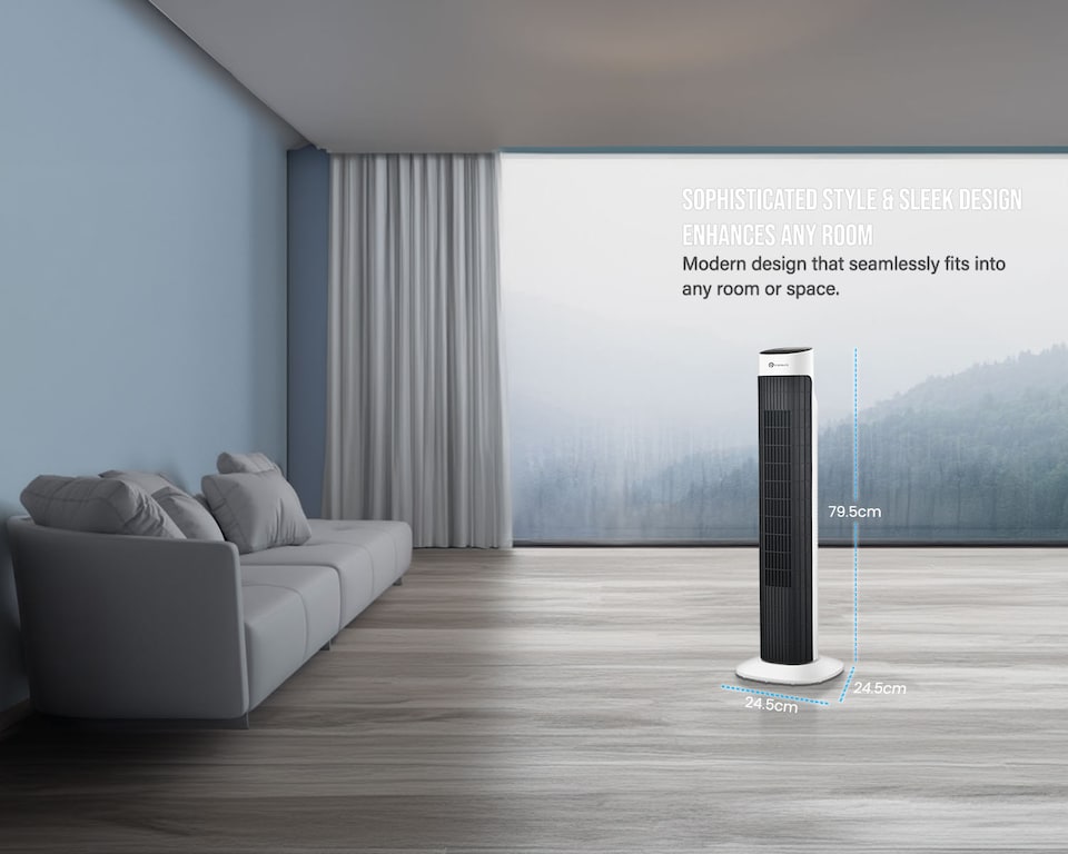 image 1 of PureMate 32-inch Oscillating Tower Fan with Timer, Sleep Mode and Remote Control