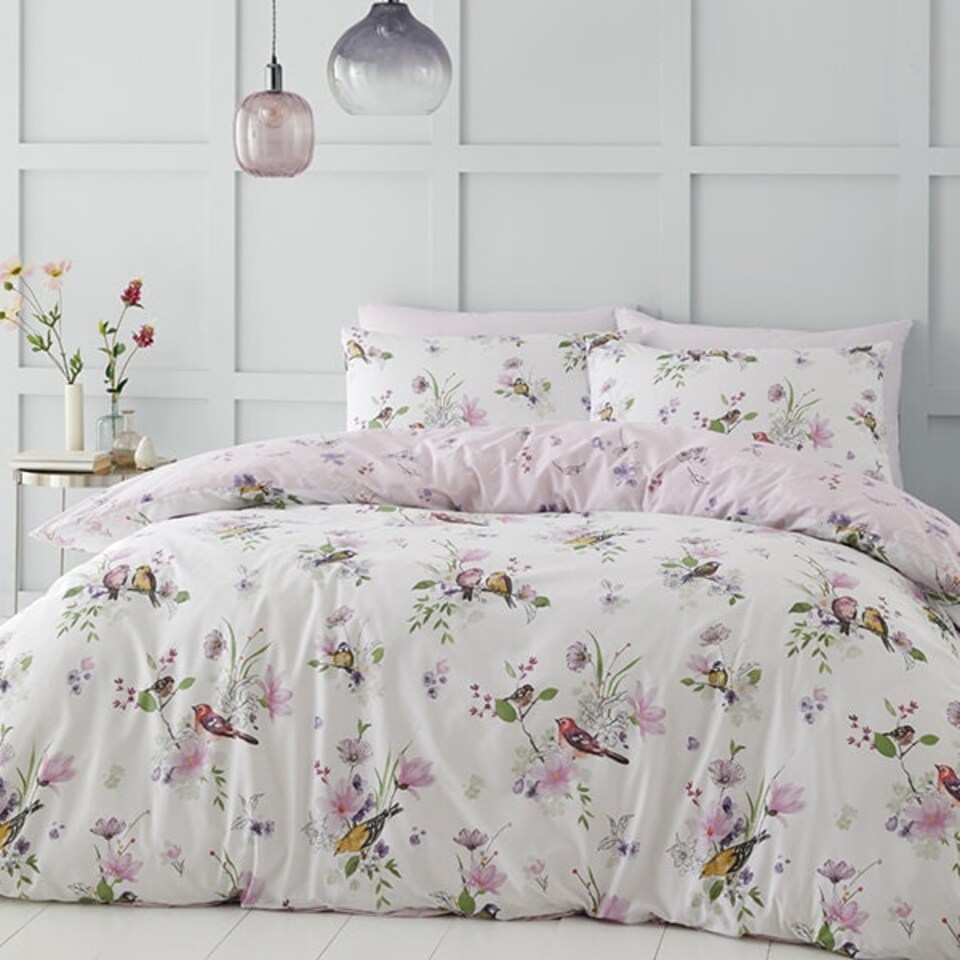 image 1 of Catherine Lansfield Songbird King Duvet Set Pink Pink | King