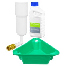 SPARES2GO Central Heating Sludge Remover Concentrate Liquid (500ml Bottle) + Radiator Dosing Funnel Tool + Draining Tub