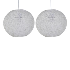 Set of 2 Abaca - White 10 Globe Ceiling Light Shades" White