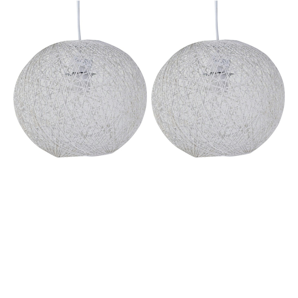 image 1 of Set of 2 Abaca - White 10 Globe Ceiling Light Shades" White