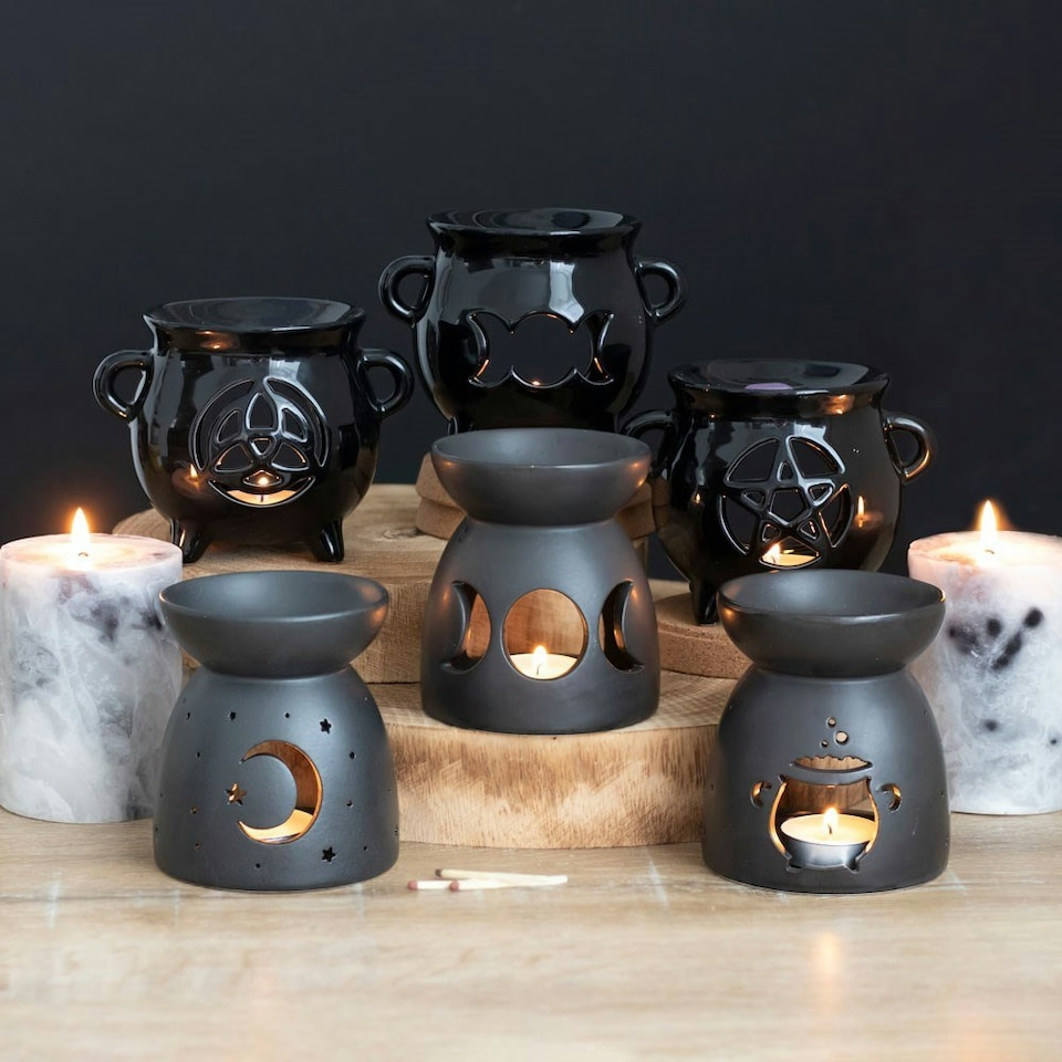 image 1 of Black Cauldron Cut Out Oil Burner