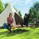 image 7 of Outsunny Double Camping Folding Cot Portable Sleeping Bed, Charcoal Khaki | Brown | Brown
