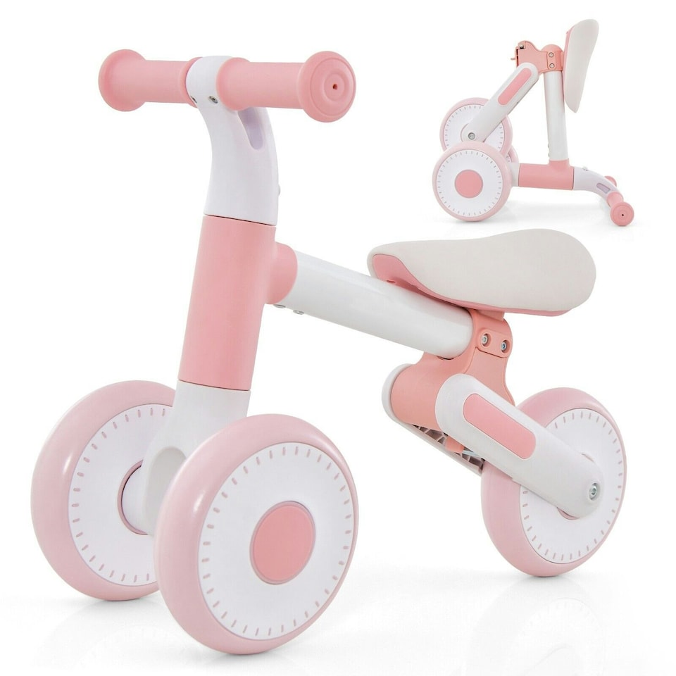 image 1 of COSTWAY Baby Balance Bike 4 Wheels Toddler First Bike Pink