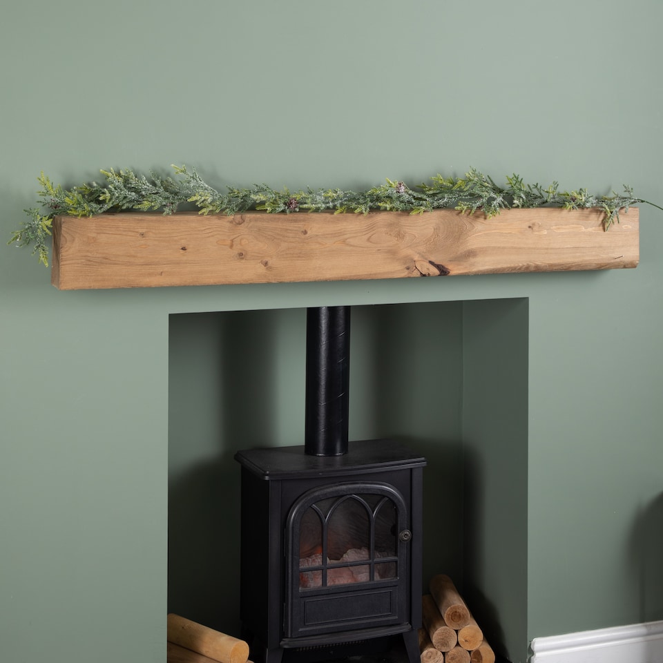 image 1 of 160cm Realistic Look Christmas Green Spruce Garland with Frosting and Plastic Pine Cones