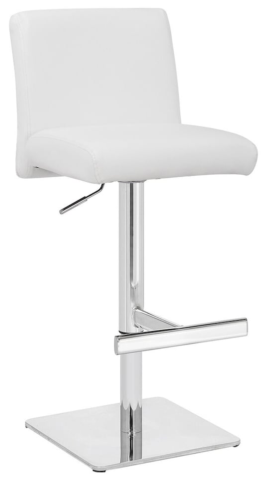 image 1 of Snella Deluxe Breakfast Bar Stool, Chrome Footrest, Height Adjustable Swivel Gas Lift, Home Bar & Kitchen Barstool, White