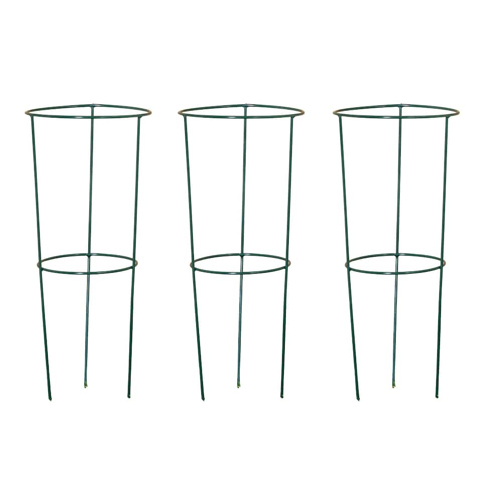 image 1 of Pack of 3 Tom Chambers Urban Green Conical Garden Plant Support Ring 20cm- Small