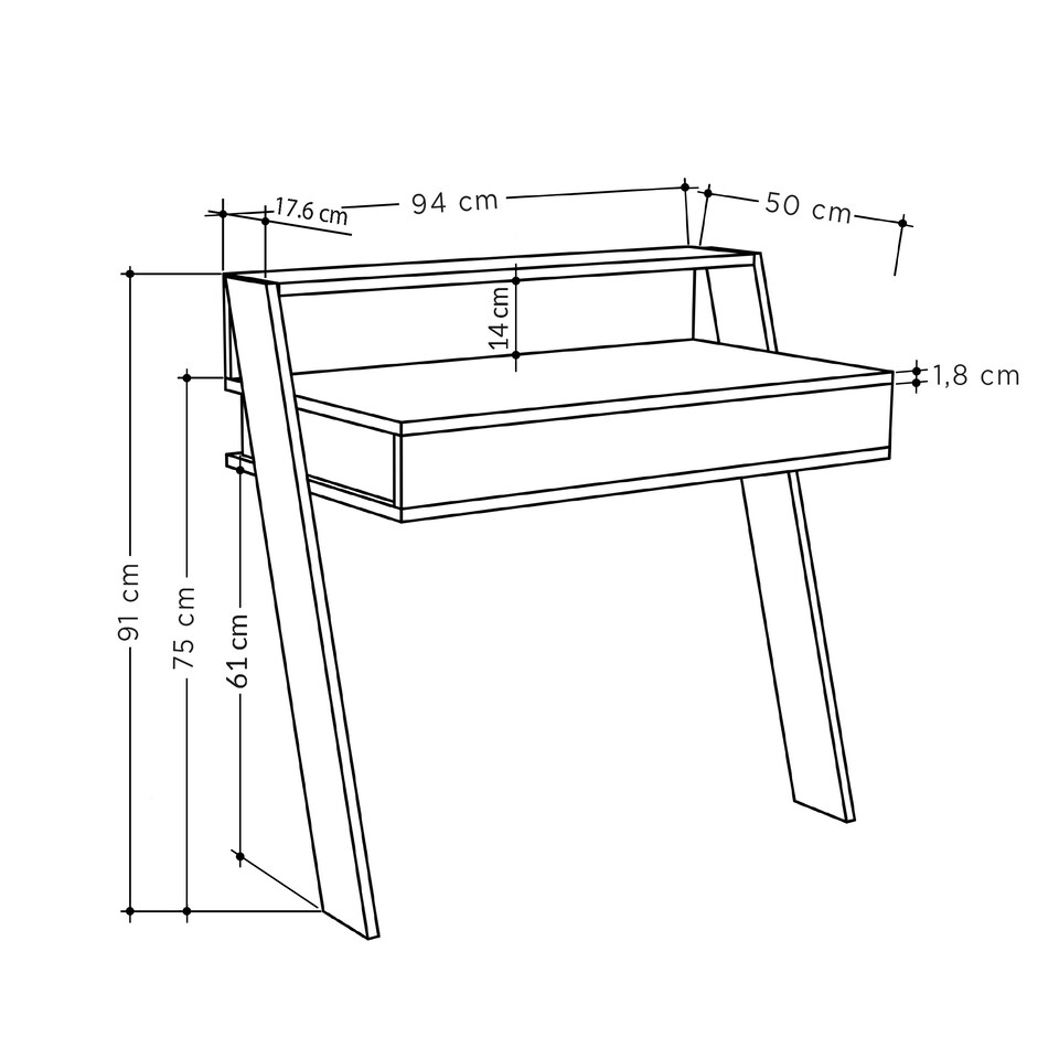 image 1 of Cowork Modern Desk Ancient White Wall Mounted With Drawer 94cm Wide White