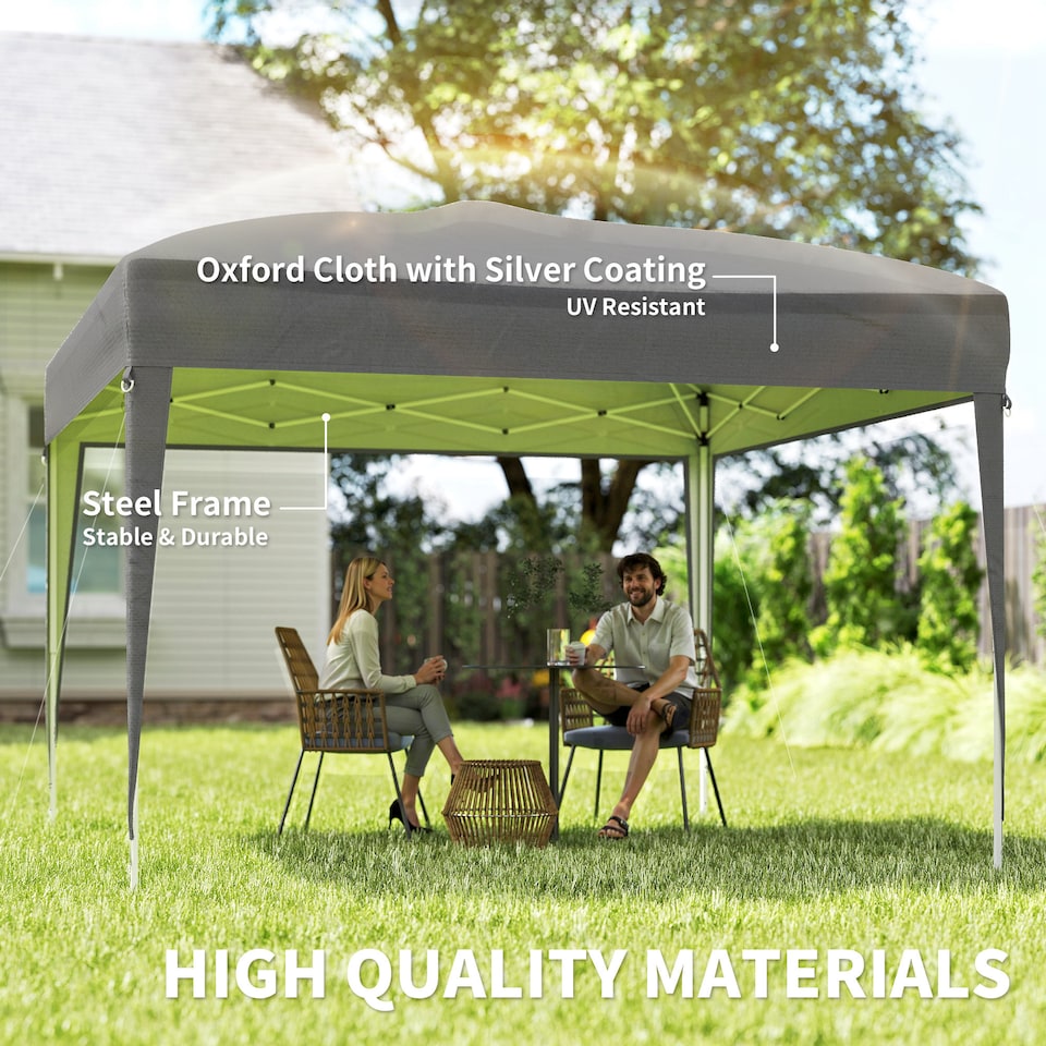 image 1 of Outsunny 3 x 3M Garden Pop Up Gazebo Height Adjustable Marquee Party Tent Wedding Canopy with Carrying Bag, Grey