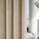 image 3 of Oxford Cream Velvet Curtains 46 x 54 inch (117 x 137 cm) 100% Blackout Pencil Pleat Thermal Noise Reducing Curtains for Bedroom and Living Room