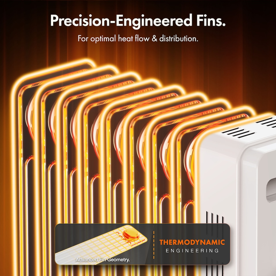 image 1 of VonHaus Oil Filled Radiator 9 Fin Portable Electric Heater