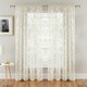 image 1 of Pair of Delila Cream Trail Leaf Print Voile Panels 137 cm (54 inch) Rod Pocket Panels for Bedroom and Living Room