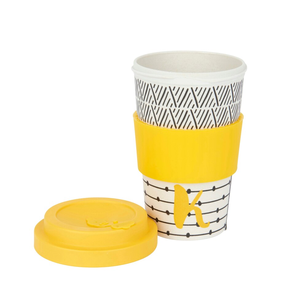image 1 of KitchenCraft 410ml Bamboo A to Z Letter "K" Reuseable Mug | Multi