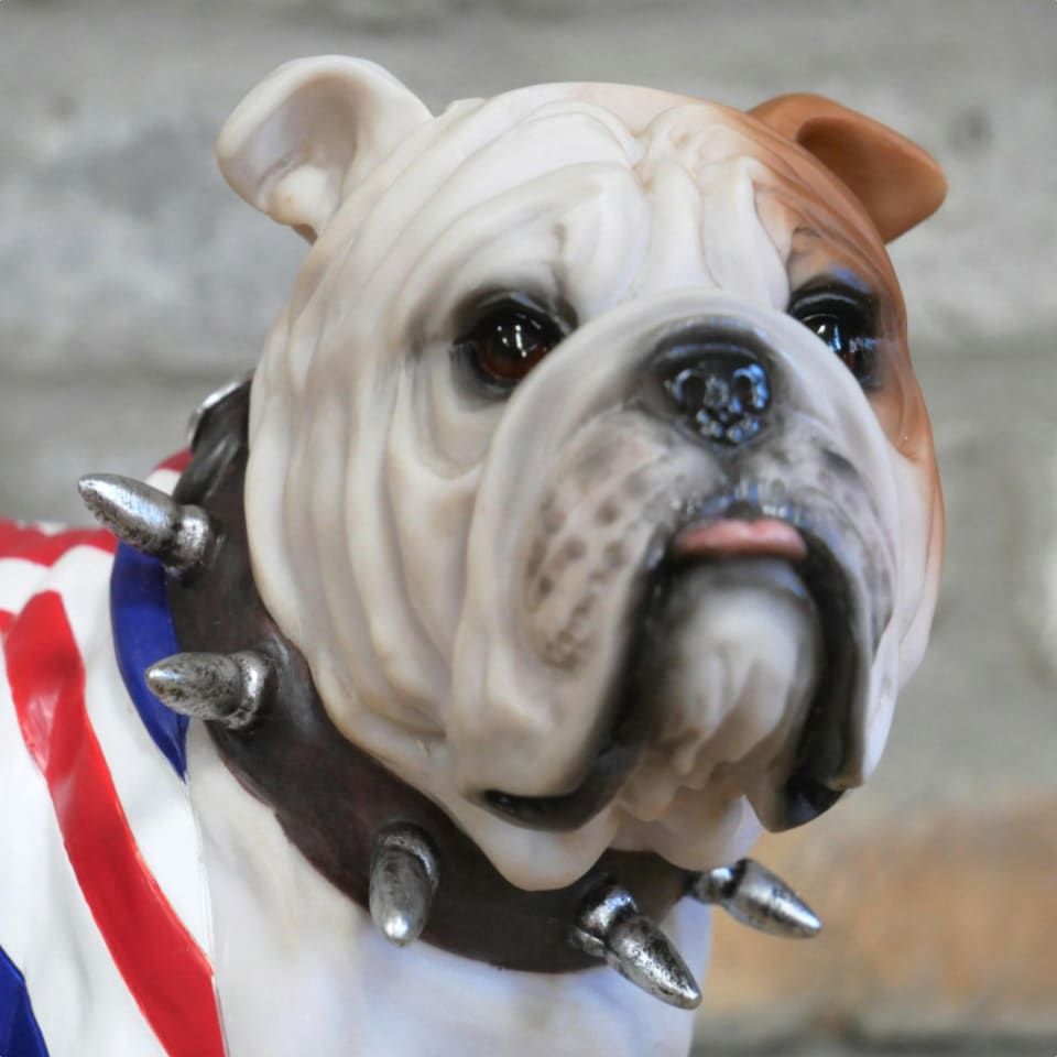 image 1 of Standing British English Bulldog In Union Jack Coat Figurine