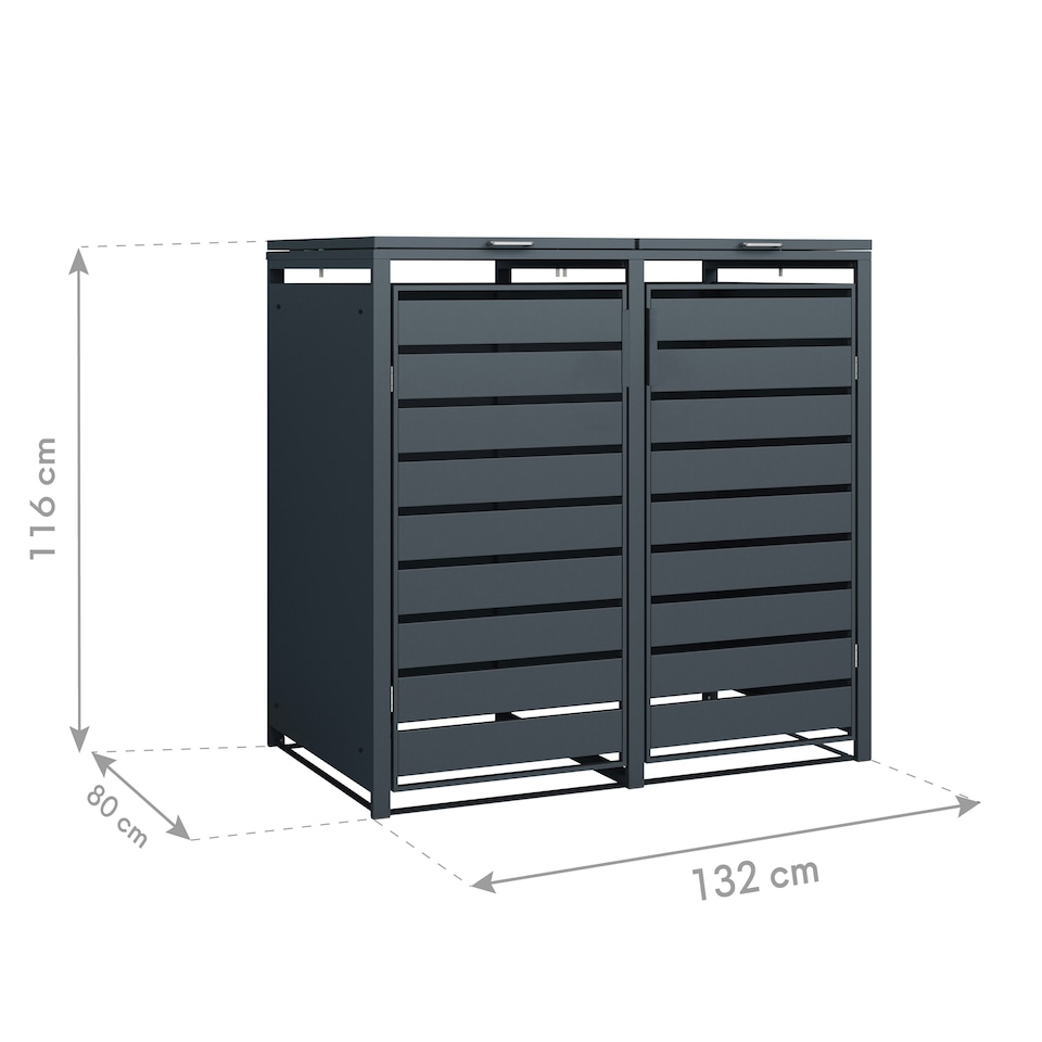 image 1 of Trimetals Double 240L Wheelie Bin Store Anthracite Grey | Grey