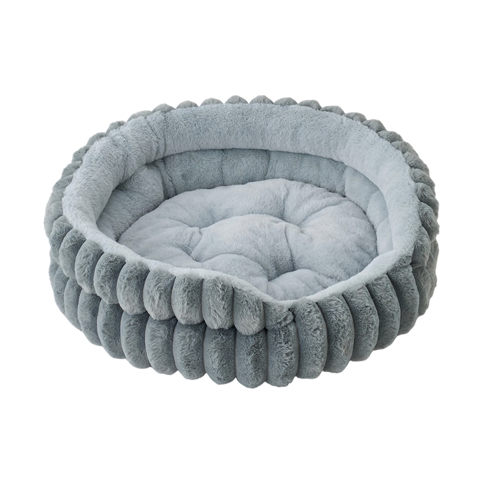 image 1 of Living and Home Pet Bolster Bed for Cat and Dog | Grey | M