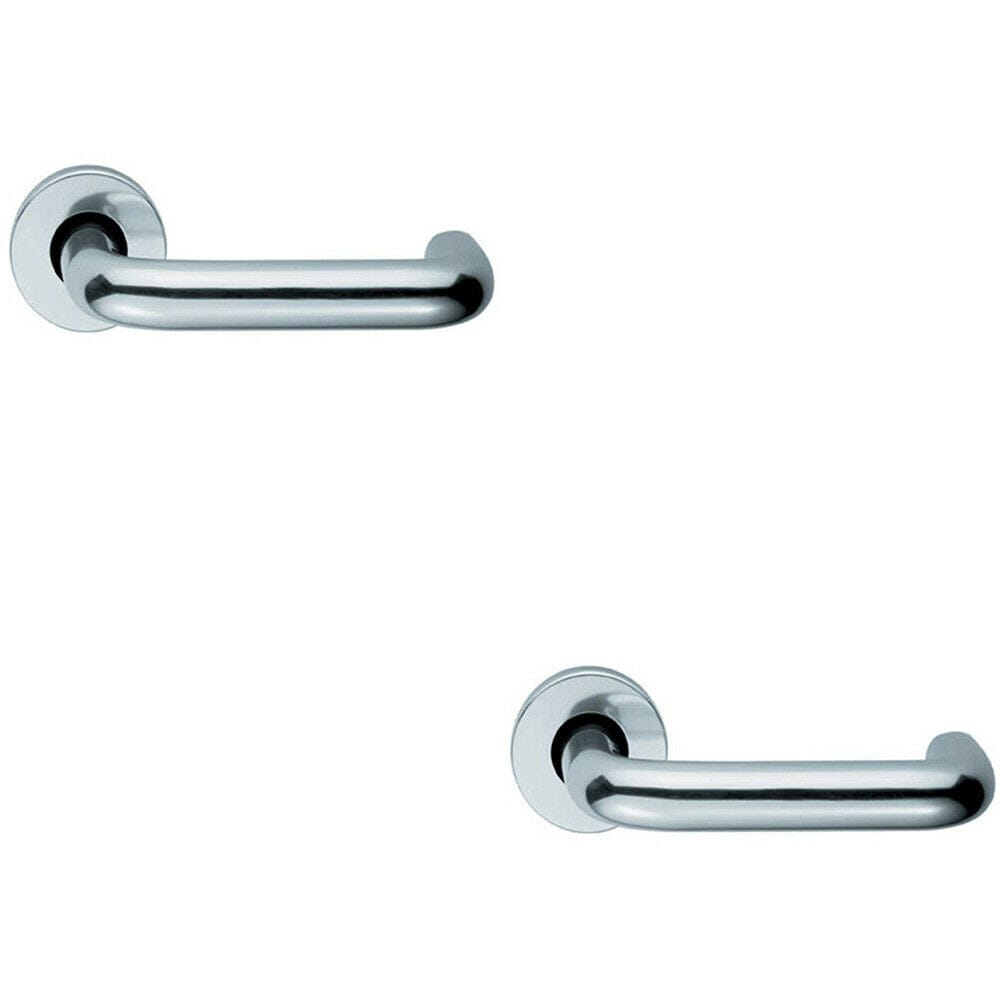 Loops 2x PAIR 19mm Round Bar Safety Lever Concealed Fix Round Rose Polished Aluminium