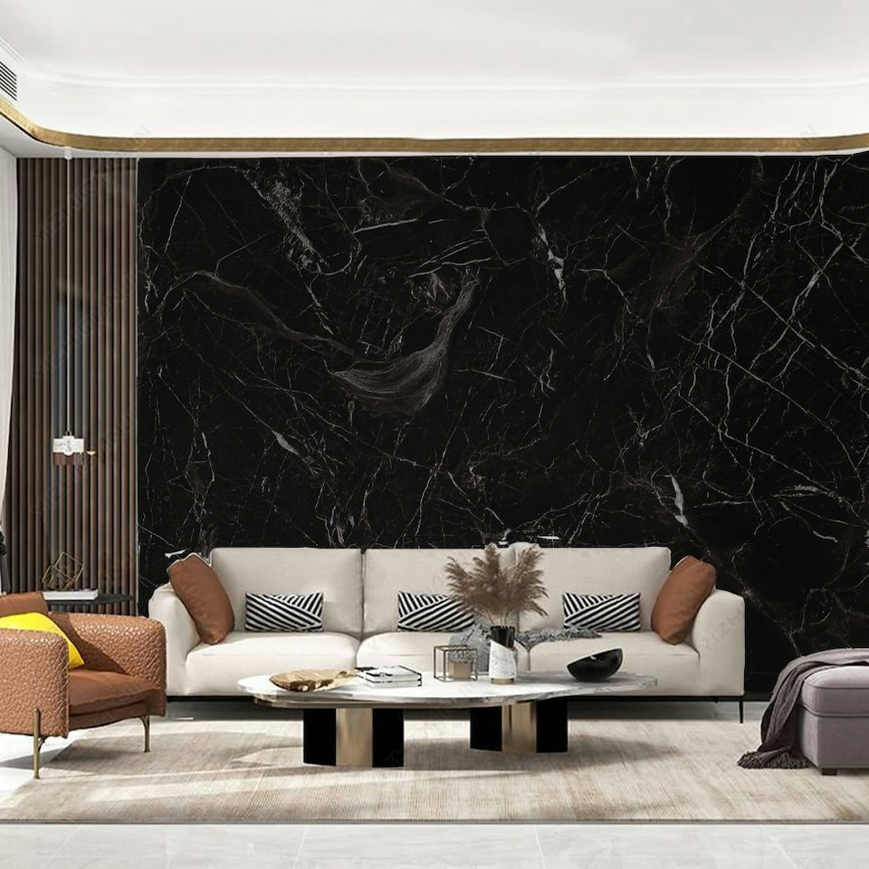 image 1 of Living and Home 3M Marble Contact Wallpaper Self Adhesive - Black | Black