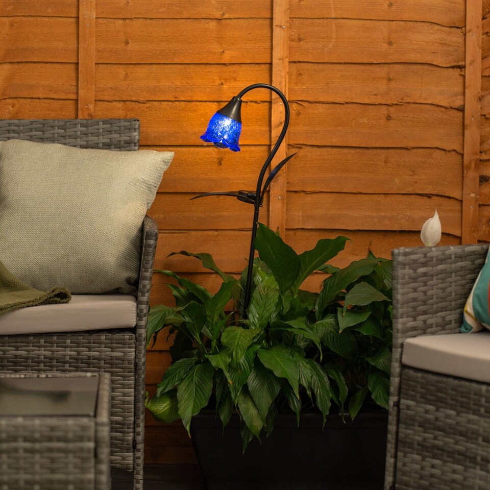 image 1 of ValueLights Blue Tulip Outdoor Solar Spike Light