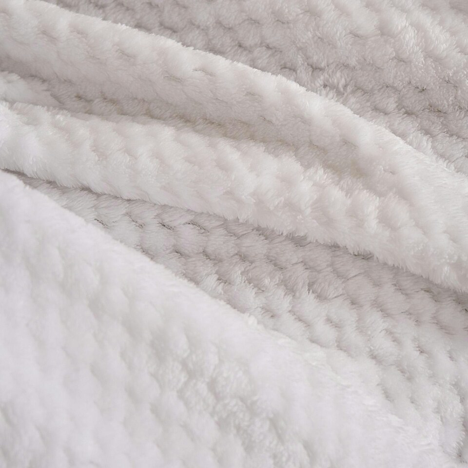 image 1 of OHS Luxury Waffle Honeycomb Mink Warm Blanket, 200x240cm - White