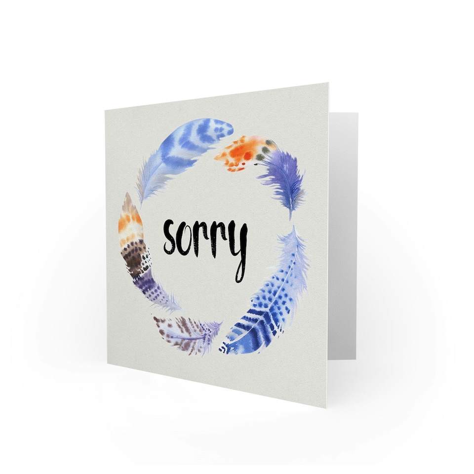 image 1 of Sorry Watercolour Feathers Birthday Card
