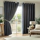 image 1 of Chenille Blackout Ring Top Eyelet Curtains - 229cm x 229cm - Charcoal