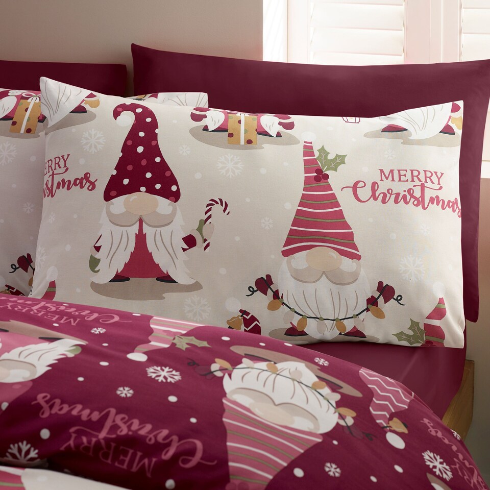 image 1 of Catherine Lansfield Christmas Gonks Reversible Duvet Cover Set
